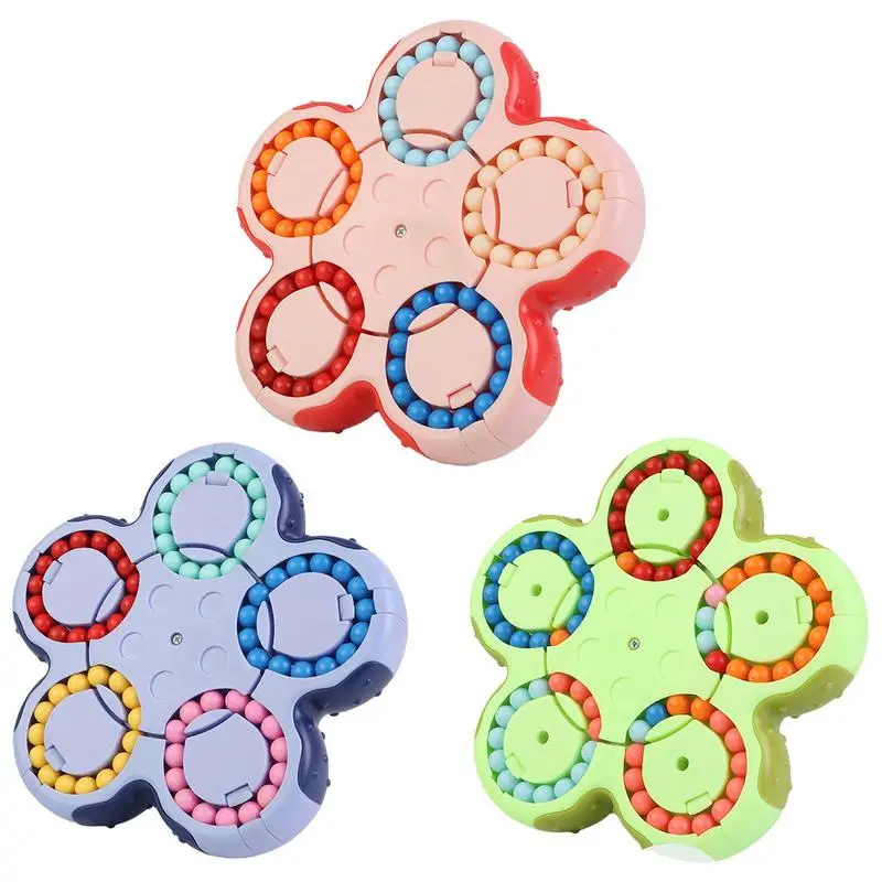 Magic Bean Rotating Cube Ten Sided Rotation Finger Magic Beans Spin Bead Puzzles Game Stress Relief Hand Sensory Toy For Kids gyro cube hand for autism adhd anxiety relief focus kids antistress magic stress fidget toys