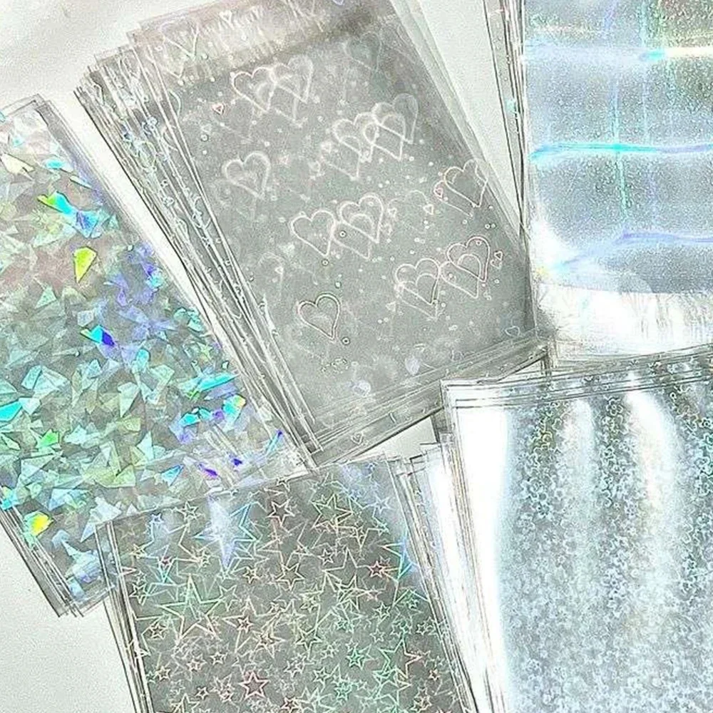 

10Pcs/pack Laser Love Holographic Photocards Protector Sleeves Transparent Card Film Idol Photo Sleeve INS Gifts Packaging Bag
