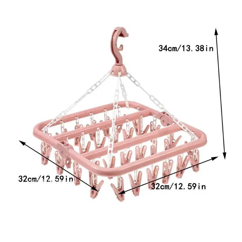 Description Picture 2 of itemClothes Drying Hanger with 32 Clips Multifunctional Household Windproof Socks' Clip Drying Rack Drying Hanger