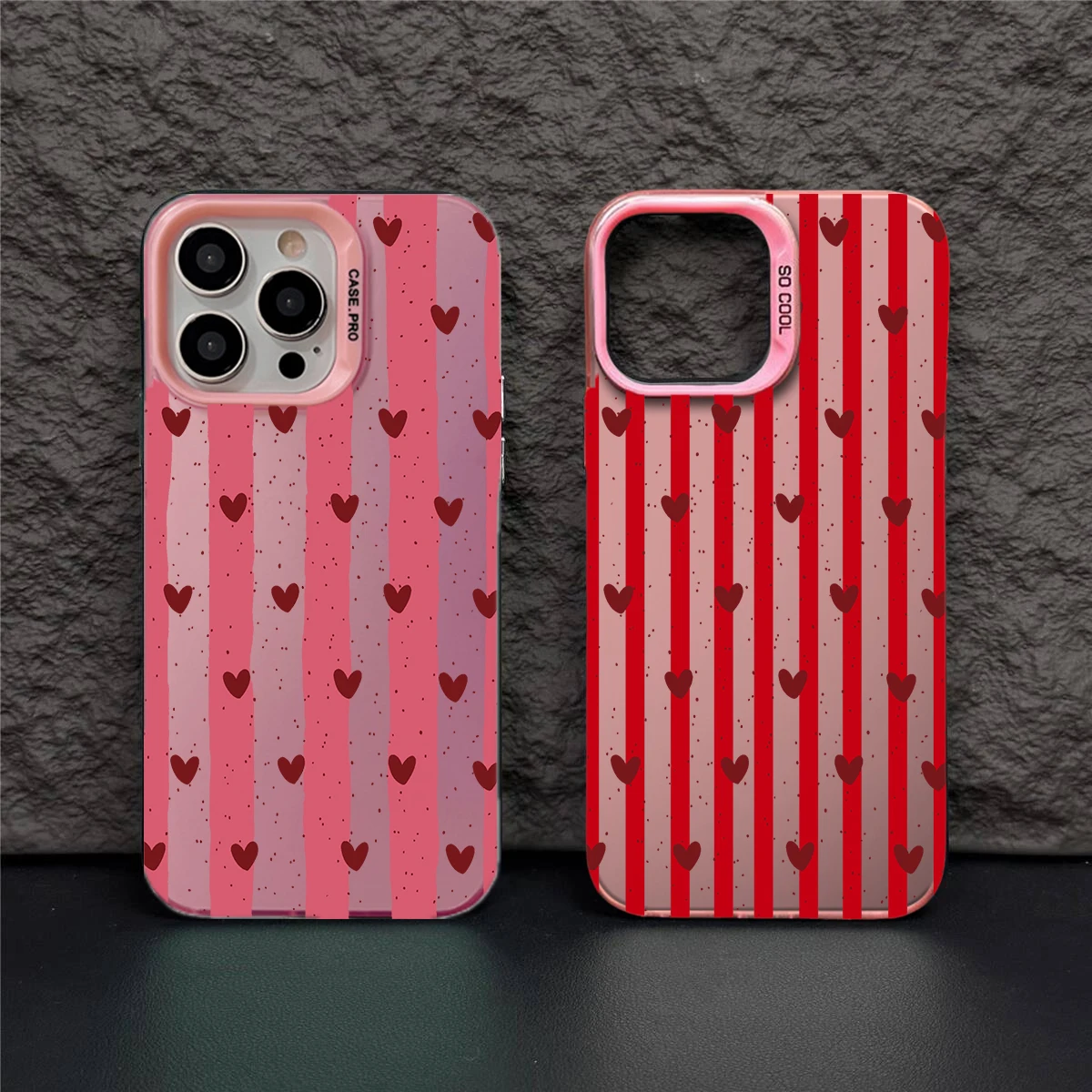 Charming Red Stripe Love Heart Phone Case