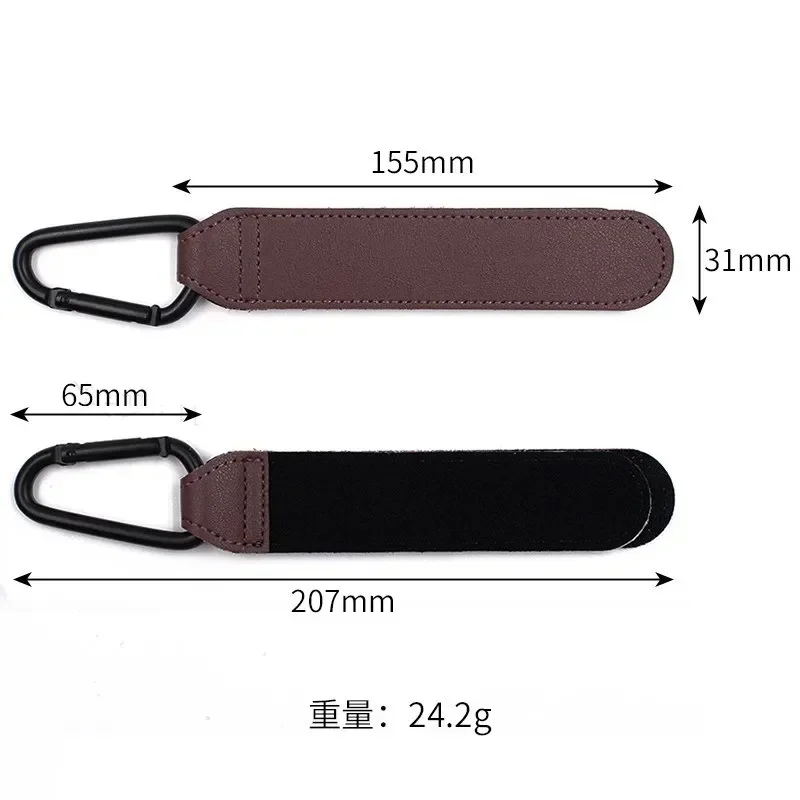 PU leather stroller hook angle view highlighting texture