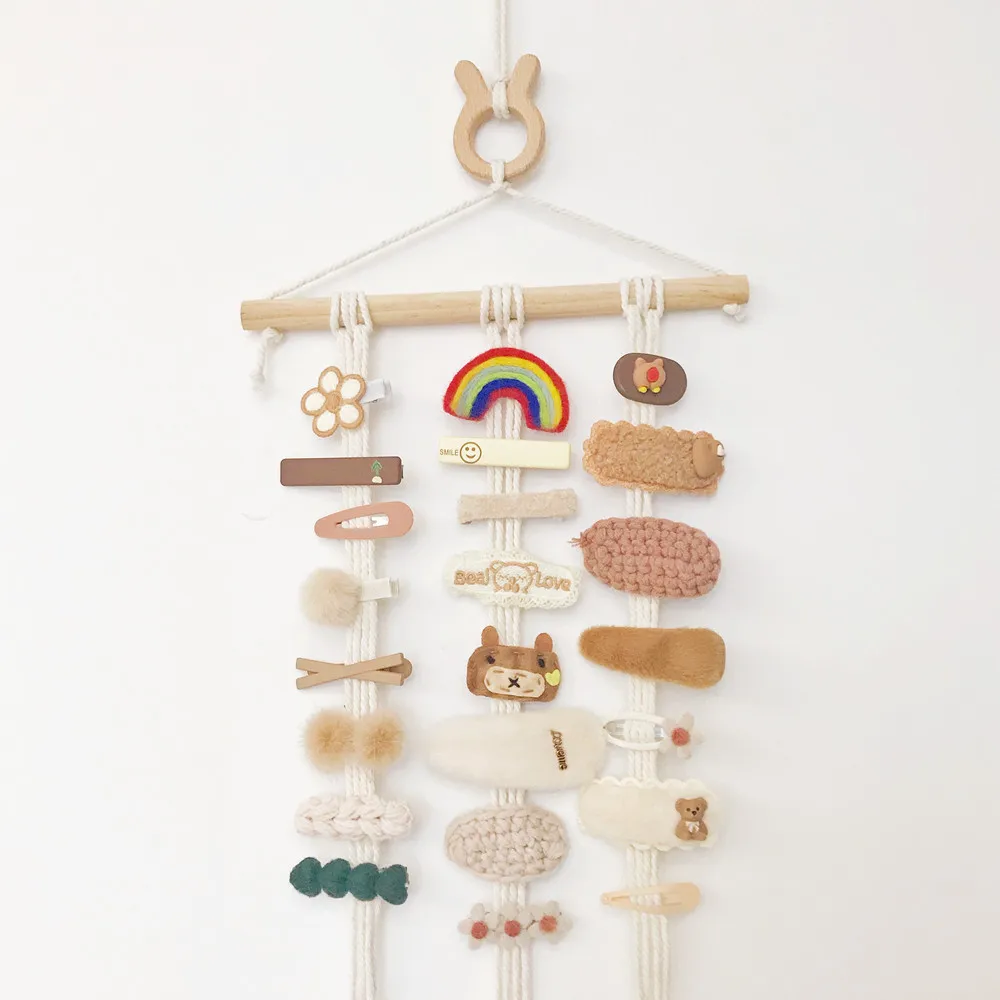 INS Wooden Cloud Baby Hair Clips Holder Princess Girls Hairpin Hairband Storage Pendant Jewelry Organizer Wall Ornaments Hanging