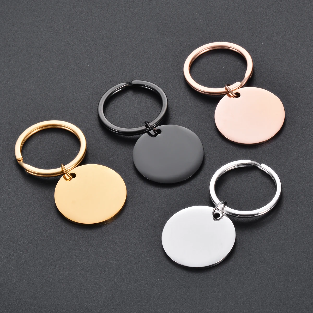 5pcs 20/25/30mm runde polierte Edelstahl Schlüssel anhänger Rohlinge Anhänger für DIY Schmuck machen Hunde marke Laser gravur Geschenk – Detail 6