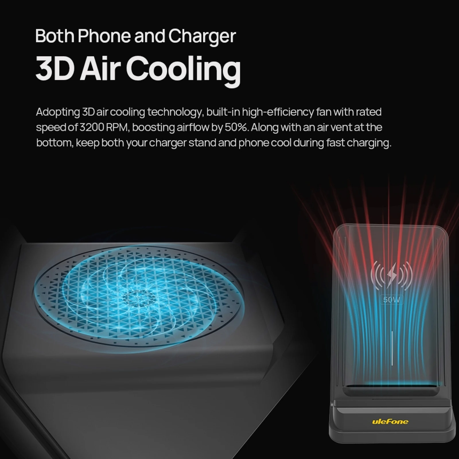 Original Ulefone WCS01 50W Air-cooled Wireless Charger Stand