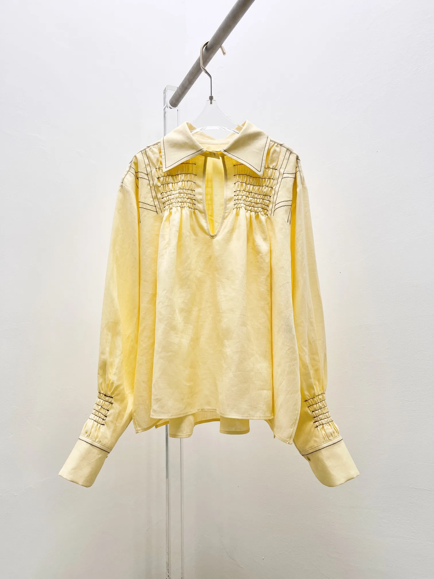 

2023 Women's Clothing Linen Collar Top 0817