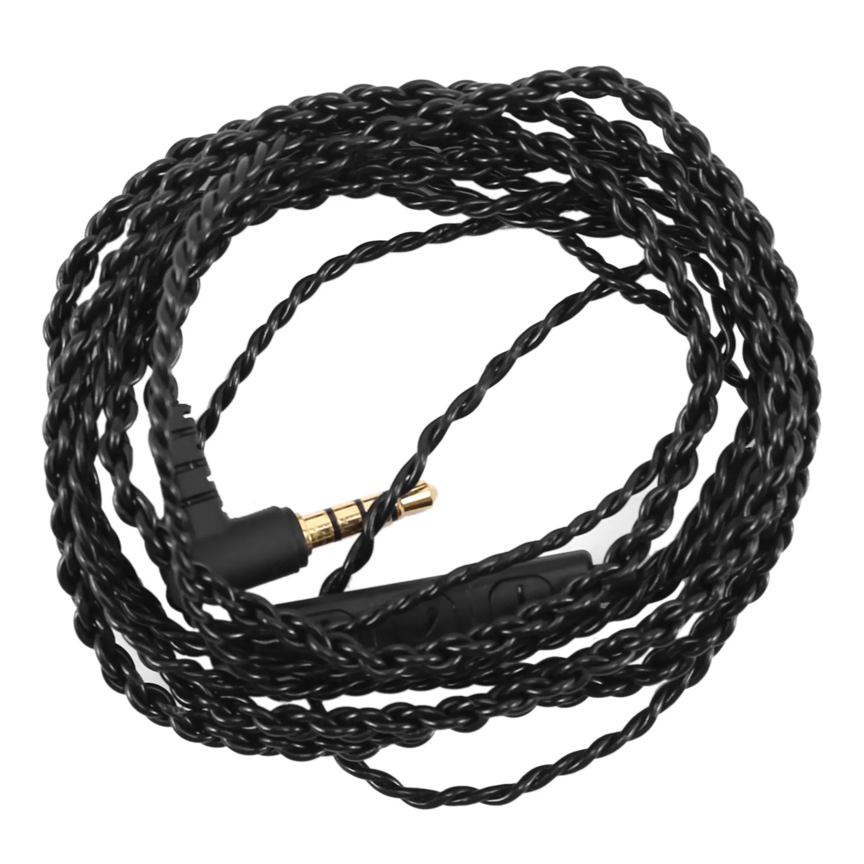 

Earphone Audio Cable Repair Replacement 3.5mm TRS Jack DIY Elbow Headphone 4 Copper Core Wire with Mic Volume Control(Black)