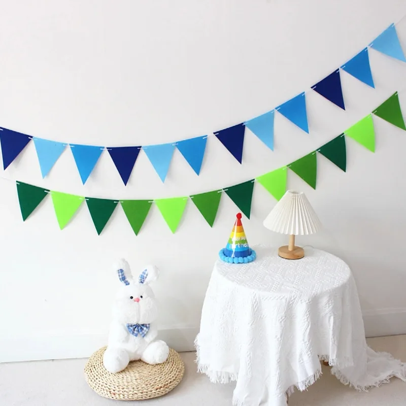 Flags 12 Colorful Triangle Pennant Flags Garland Multicolor Felt Banner Bunting Flag For Home Baby Shower Birthday Party Decor