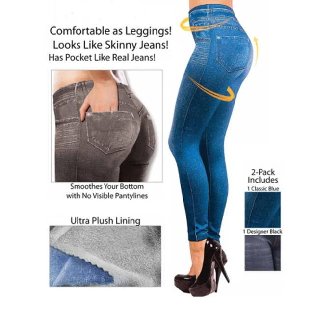 Jeans XS-4XL Women Fleece Lined Winter Jegging Jeans Genie Slim Fashion  Jeggings Leggings 2 Real