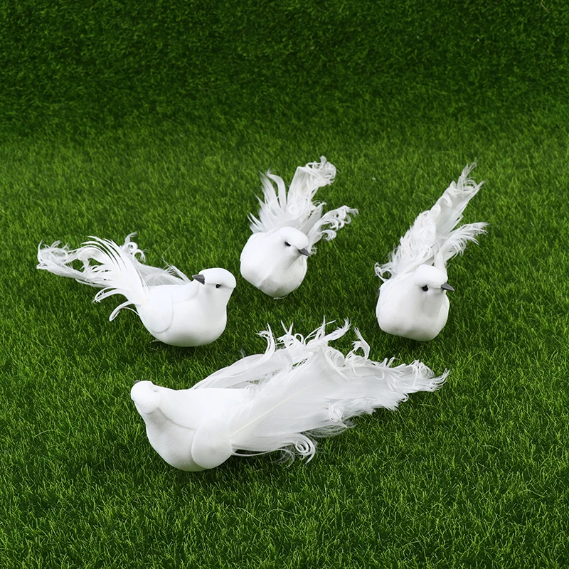 

White Birds Artificial Foam Feather Doves Craft Birds Mini Decorative Birds