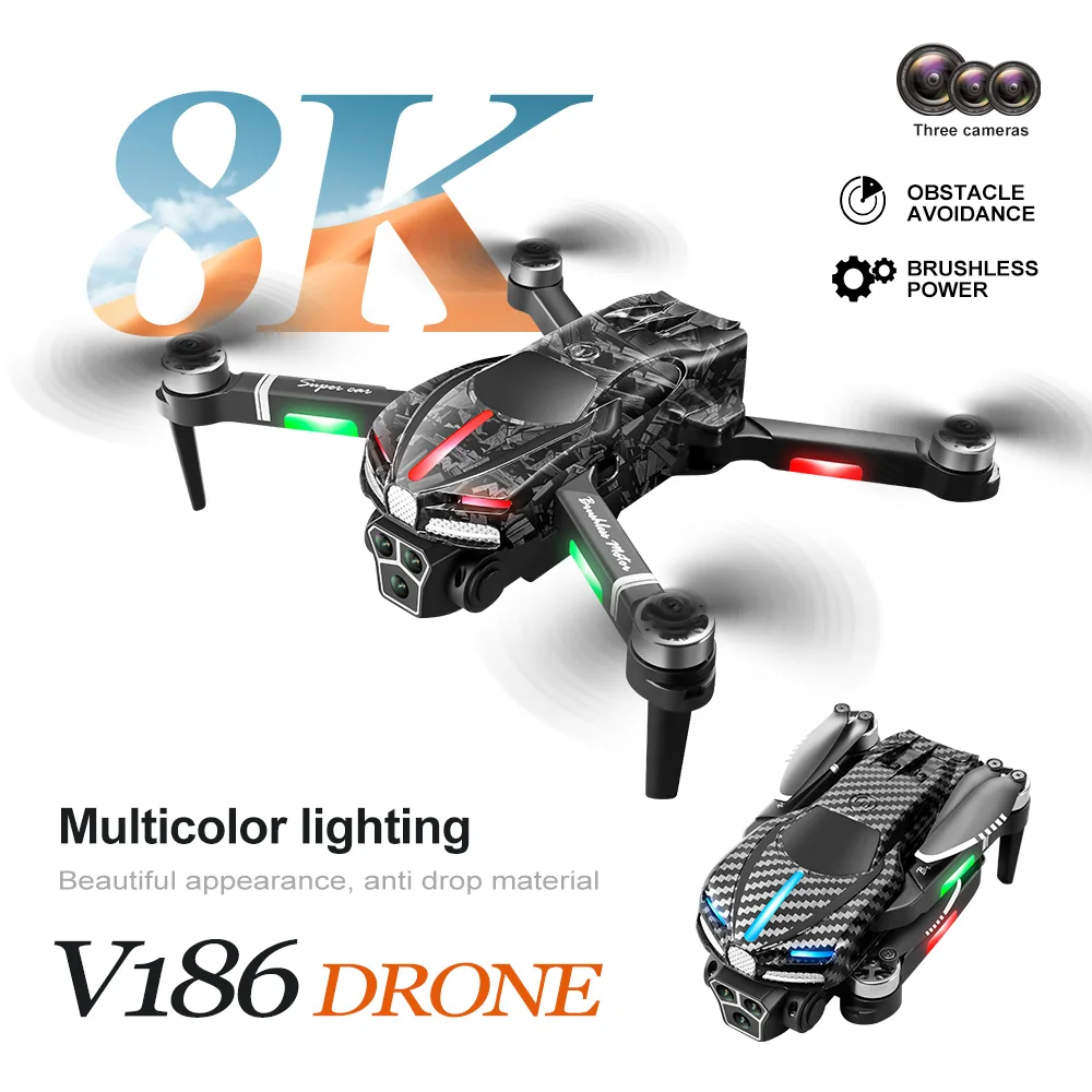 

V186 FPV Drone 8K Professional 20km ESC HD Camera Obstacle Avoidance 4K Mini Drone Quadcopter RC Helicopter Aerial Aircraft Toys