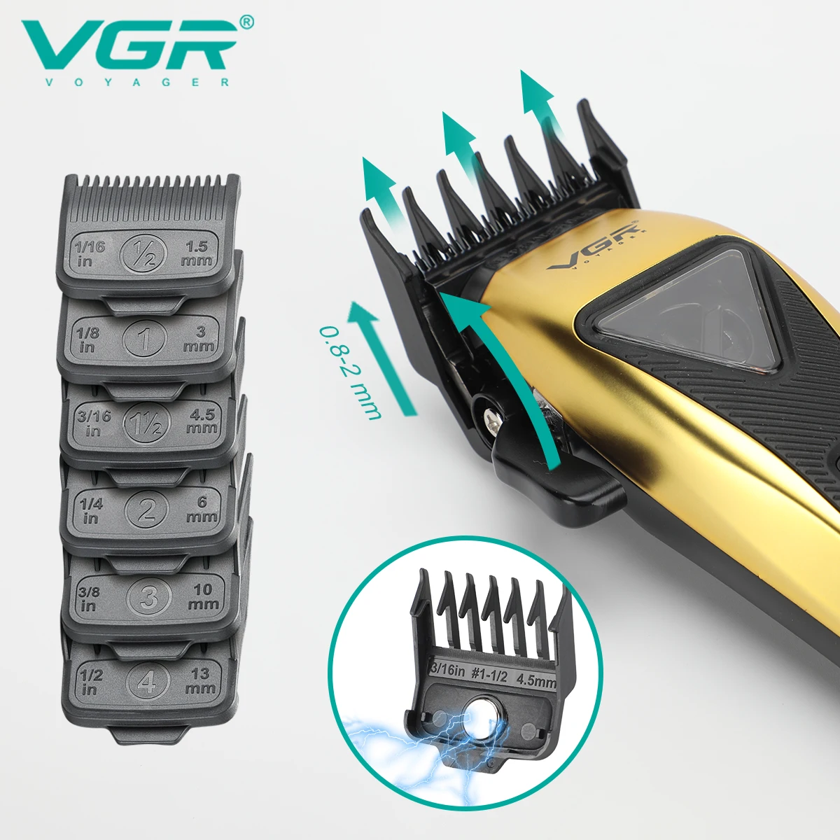 VGR Hair Clipper Professional Hair Trimmer Electric Hair Cutting Machine Vector Motor Haircut 9000 RPM Clipper for Men V-015 3