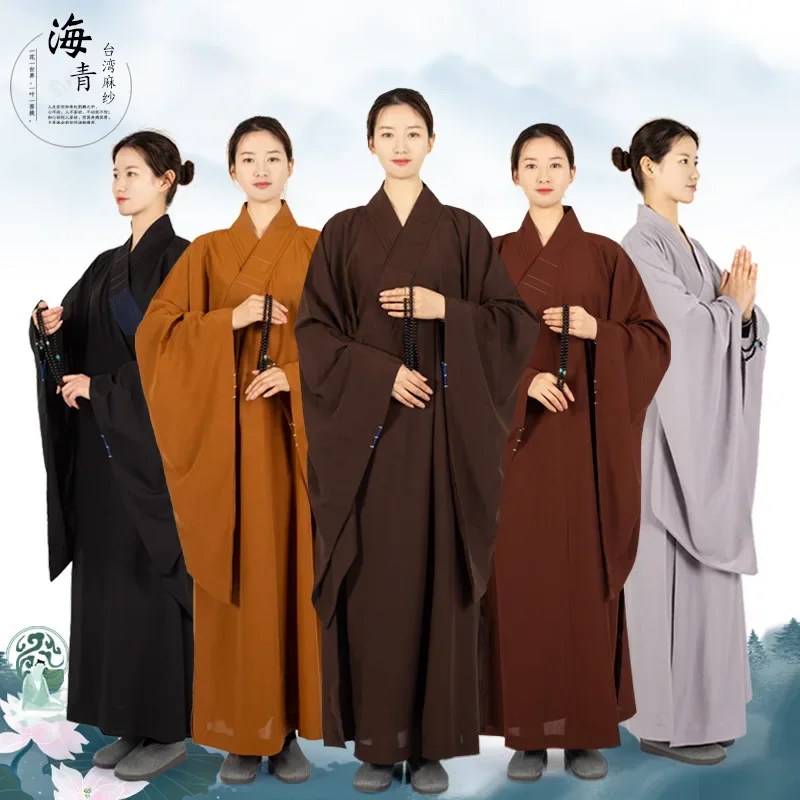 Buddhist Clothing 7 Colors Taiwan Linen Monks Long Robes Gown for Buddhism Adults