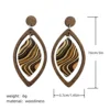 Bohemian Style Long Earrings Water Ripples Leaves Geometric Retro Wooden Earrings for Women Jewelry Wholesale 5