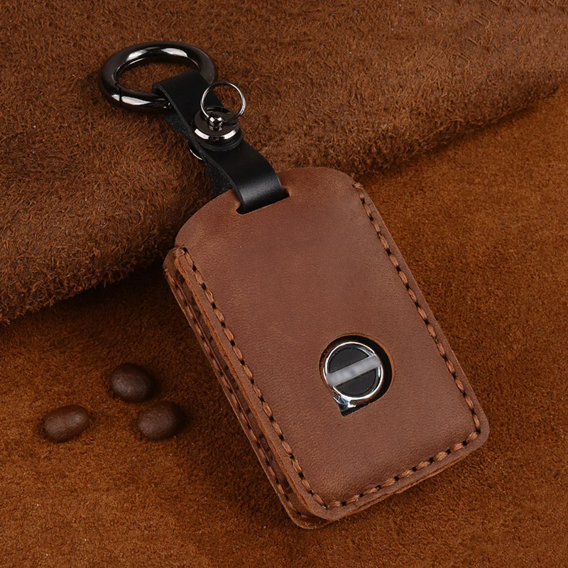 1 Pcs Leather Car Key Cover For Volvo XC40 XC60 S90 XC90 V90 T5 T6 T8 Auto Protect Chain Case Styling | Автомобили и мотоциклы