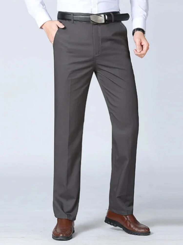 100% Cotton Summer Thin Suit Pants Mens Casual Autumn Thick Classic Business Fashion Stretch Trousers Male Brand Clothes KOACUS 4