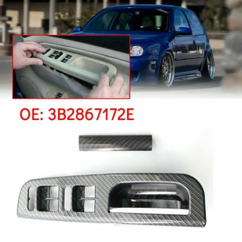 

RHD Car Master Window Switch Control Panel Bezel With Trim For -Golf Passat Jetta MK4 1998-2005 Carbon Fiber Style