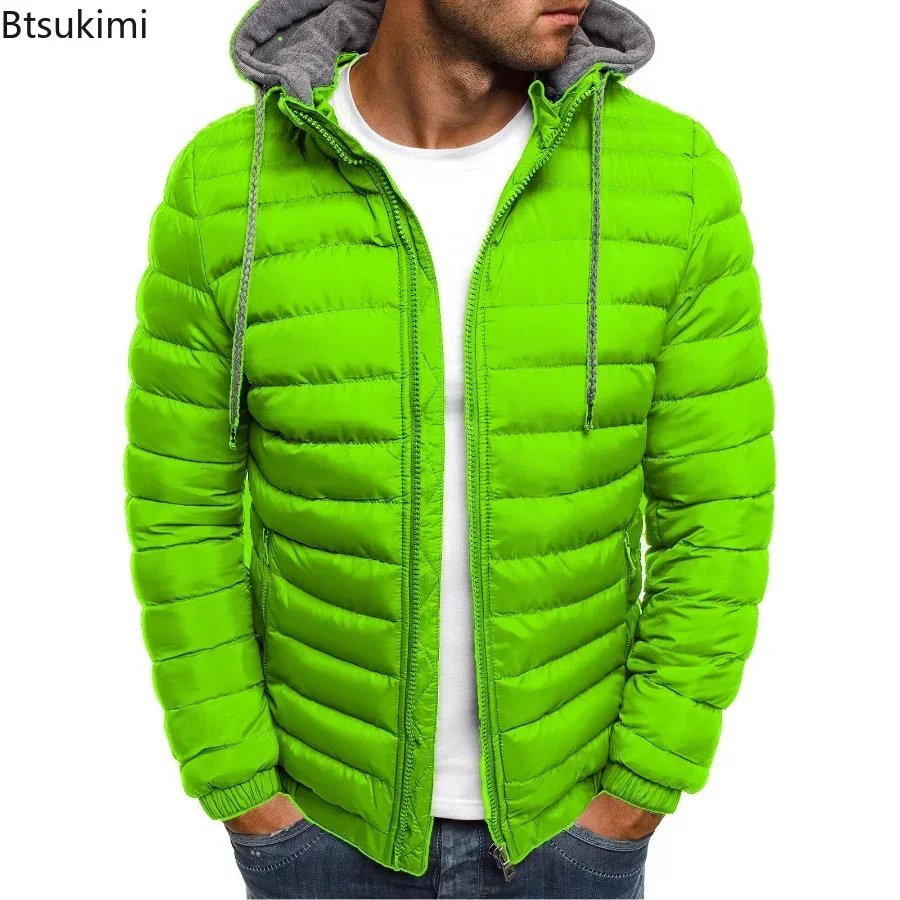 Cotton Jacket Parkas Coat Parka Coat Puffer Jacket Autumn Winter Men&rsquo;s Parkas Solid Hooded Cotton Coat Jacket Casual Warm Clothes Mens Overcoat Streetwear Puffer Jacket Male