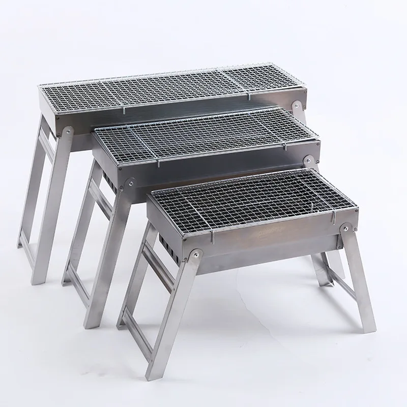 

Stainless Steel Portable Grill Burning Stove Outdoor Garden Charcoal Barbecue grill Terrace Party Cooking Folding Picnic BBQ