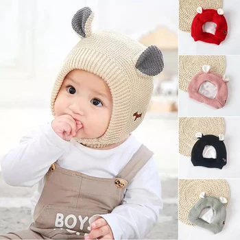 Baby Hats 1-4 Years Boys Girls Cute Ears Bonnet Winter Warm Thicken Caps Children's Earflap Hat Kids Winter Beanies Cap 1