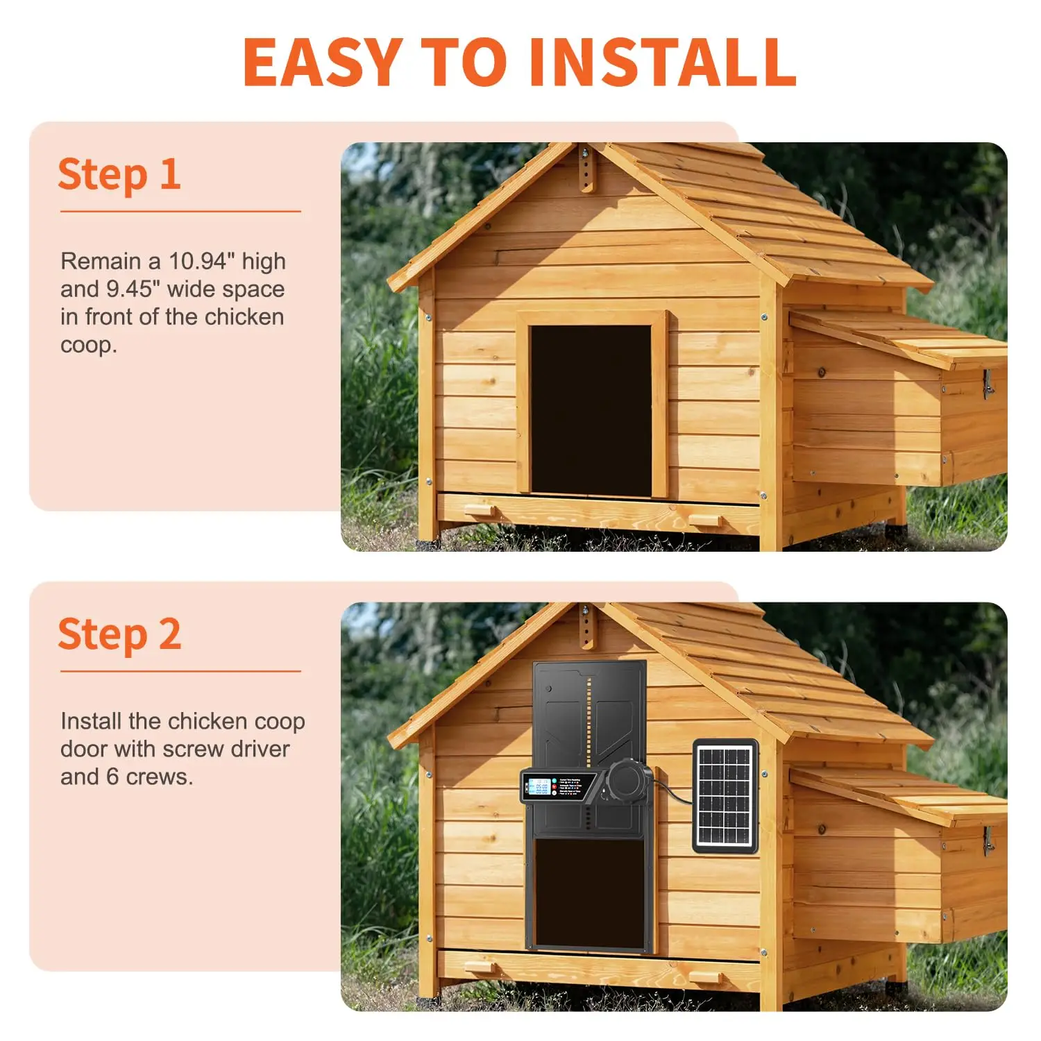 Anti-Pinch Automatic Chicken Coop Door with Timer Solar Chicken Coop Door Durable Aluminum Alloy Predator Protection
