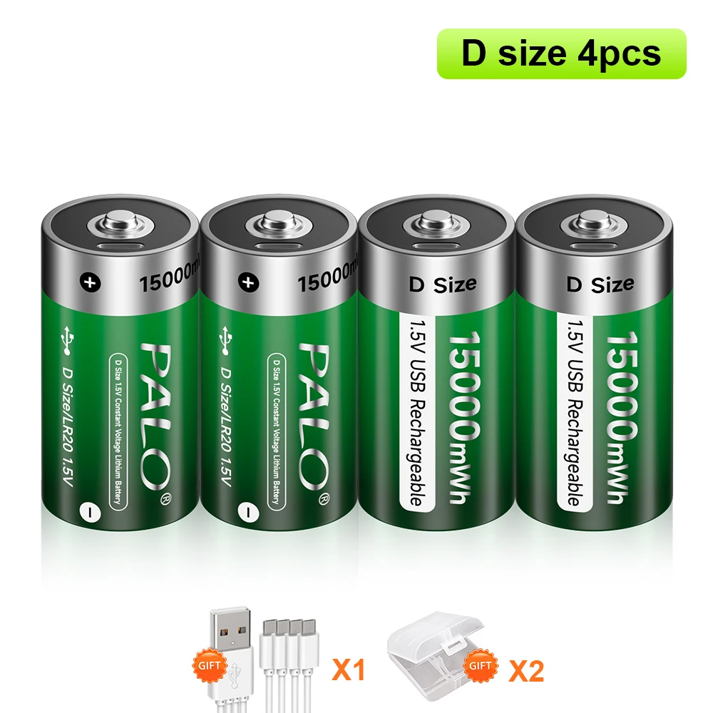 Bateria Recarregável do Li-íon das Baterias do tipo c Usb d R20 Lr20 da Bateria do Tamanho de Palo 1.5v d para Acessórios do Drone da Câmera de rc Fogão a Gás