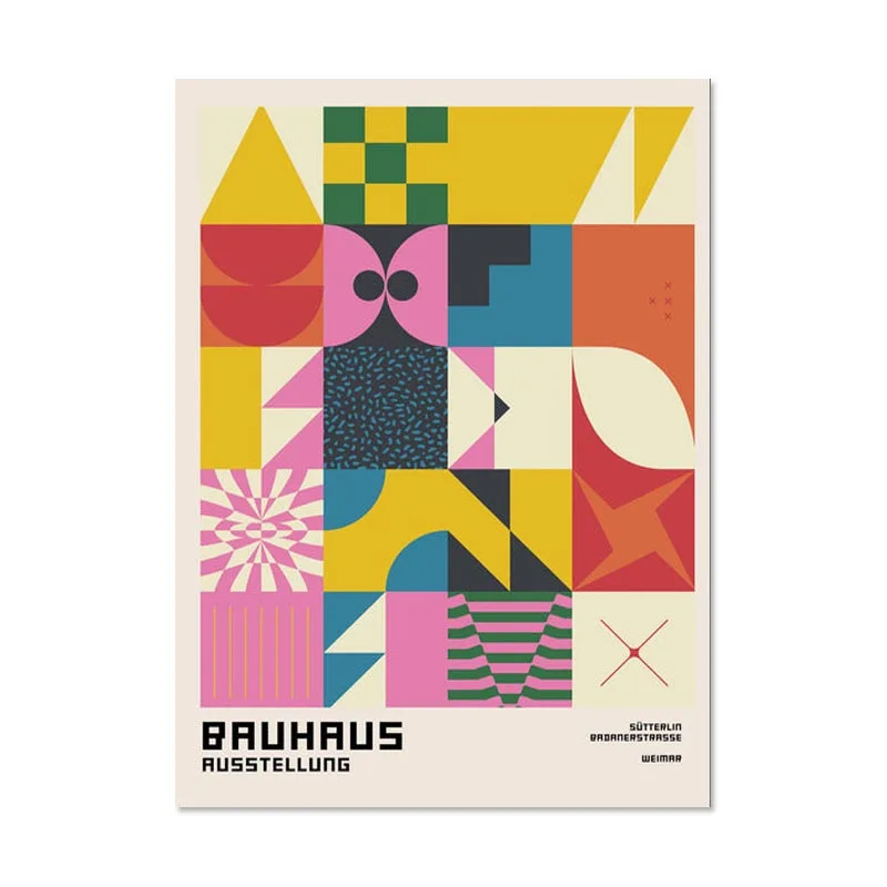 Black and White Modernism Canvas Print - Vintage Minimalist Bauhaus Wall Art