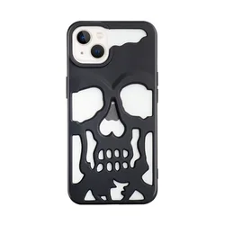 Skull Ghostface Heat Dissipation Halloween Phone Case with Cool Hollow Design - iPhone 15 Plus (Black)