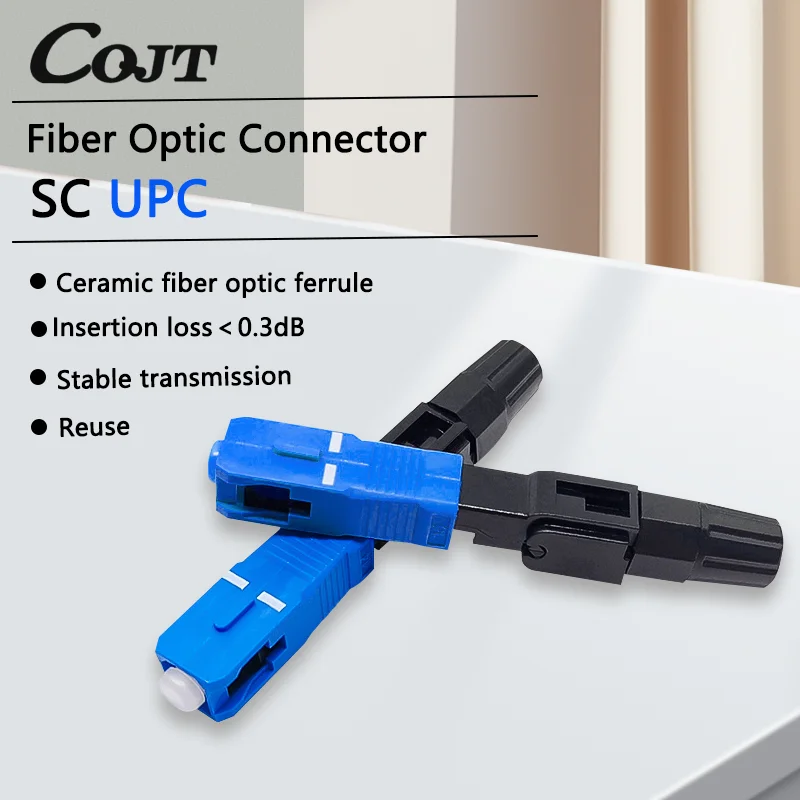 50-400pcs Embedded SC UPC Fiber Optic Fast Connector FTTH Single Mode Optical Quick Connector SC Adapter Field Assembly