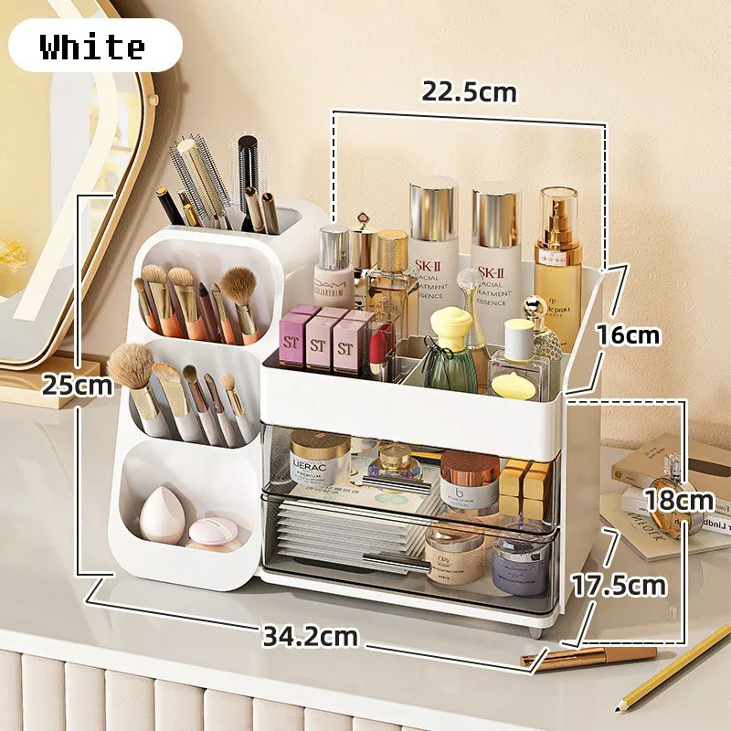 Large Luxury Cosmetics Storage Box, Dressing Table, Dustproof Makeup Organizer Case, Desktop Makeup Storage Holder Rack, 2024 2