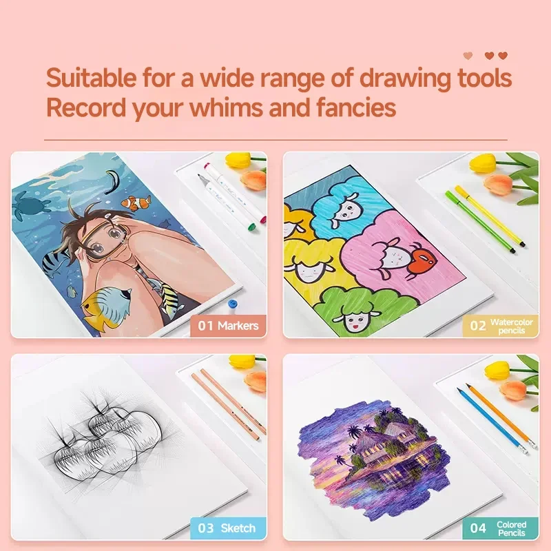 Drawing Sketchbook Sketch Paper Angelmark A3/A4/A5 Marker Pad 80gsm 30 Sheets Sketch Drawing Notepad Painting Books for Hand-Painting Book for Art Supplies