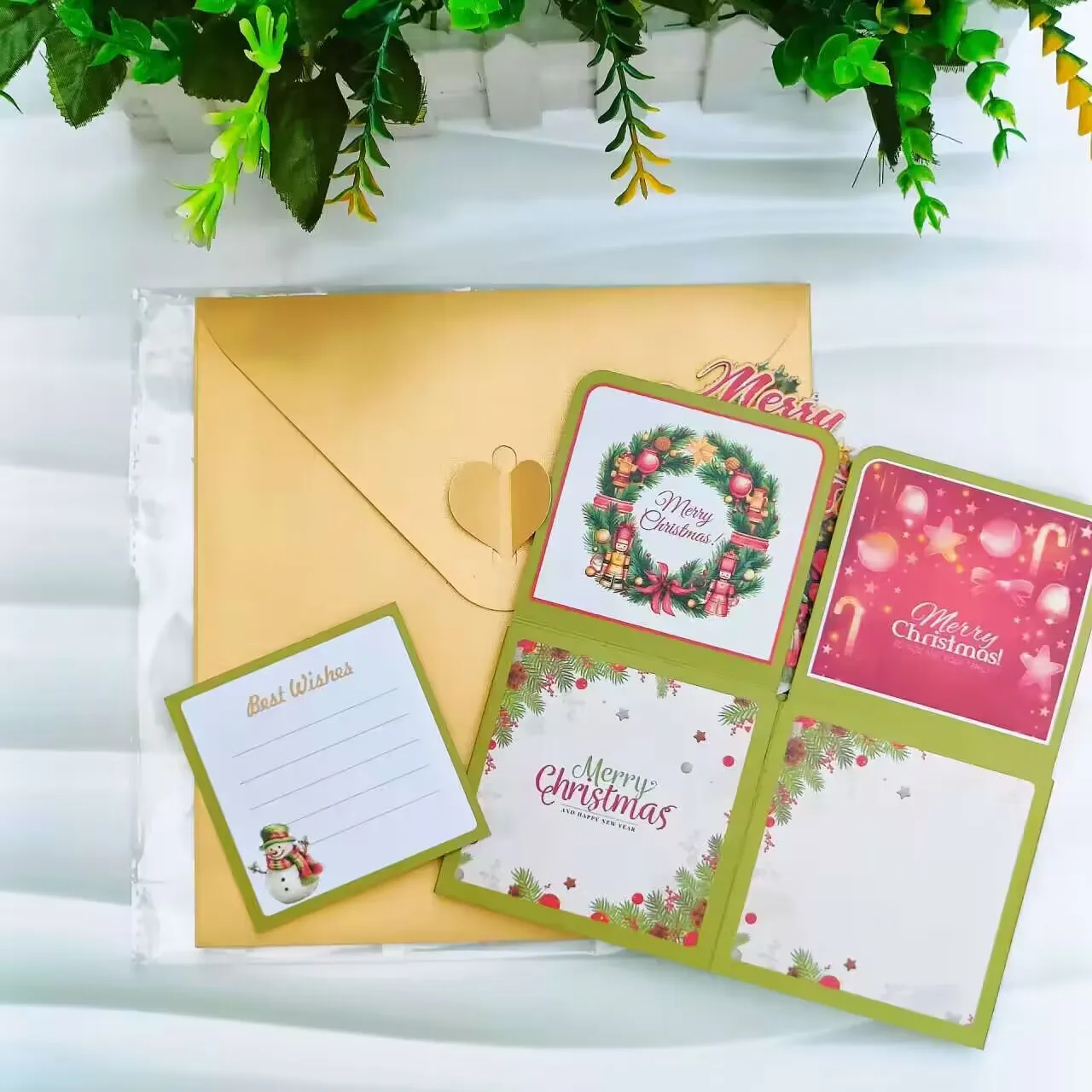 10pcs 3D Pop Up Greeting Cards Merry Christmas Cards New Year Greeting Blessing Postcard Swan Mermaid Thank You Card Decor