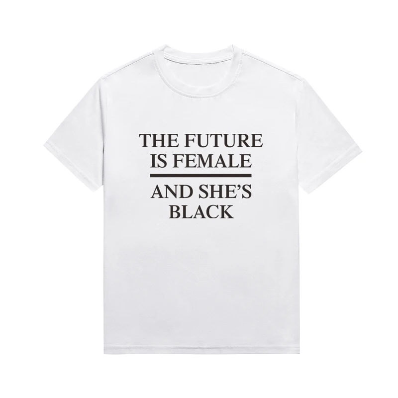 

Женская футболка с девичьим слоганом The Future Is, базовые стильные хлопковые топы, топ с черной культурой меланина, футболка на заказ