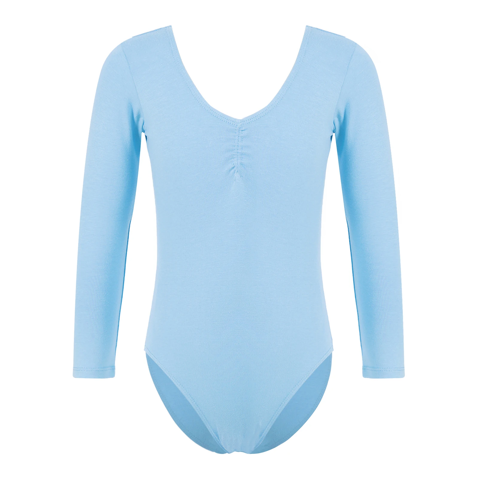 Toddler Kids Girls Ballet Leotards Dance Costumes Gymnastic Dancewear Long Sleeve V Neck Ruched Front Leotards Practice Bodysuit