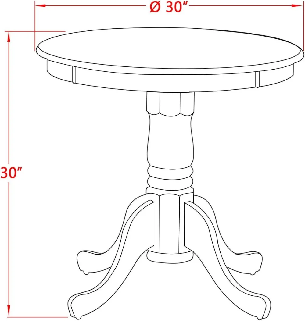 30 Inch Round Pedestal Dining Table - Solid Wood Kitchen Table with Oak Top & Mahogany Base
