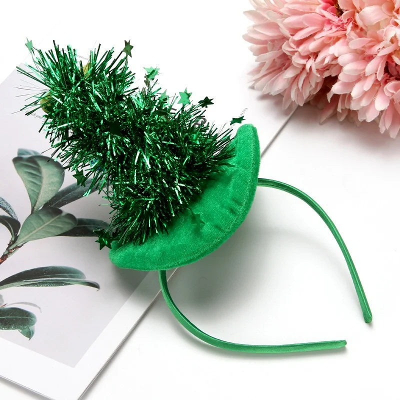 10pcs LED Light Up Red Green Tree Headband Star Snowflake Hair Band Xmas Decoration Wedding Festival