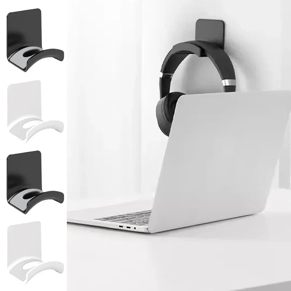 Universal Headphone Stand Adhensive Plastic Wall Mount Hanger Under Desk Headset Rack Holder Support for Gaming Earphone Bracket