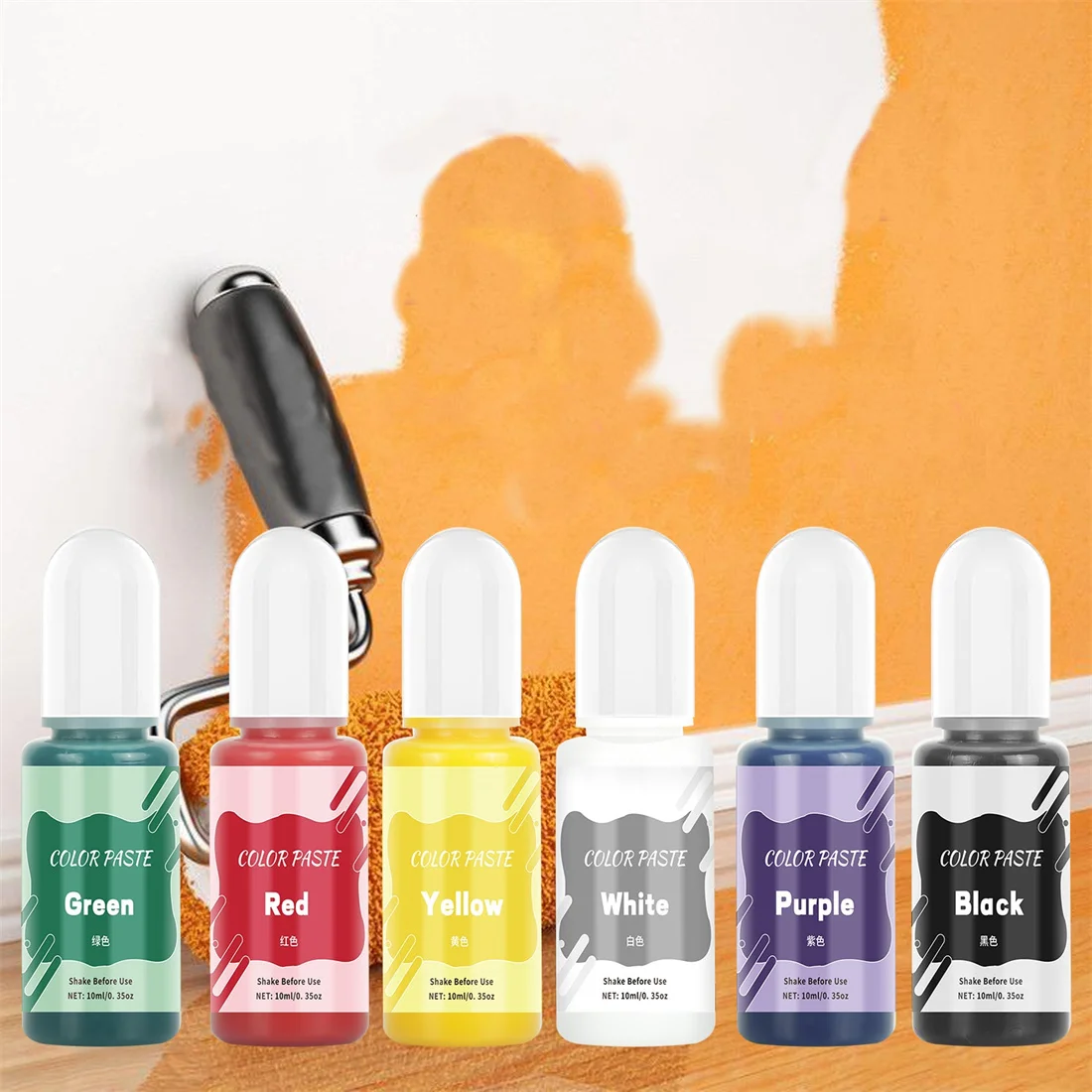 10ml 6 Colors Solid Color Pigment High Concentration DIY Epoxy Resin Mold Gypsum Cement Water-Based Paint Colorant Dye Pigment