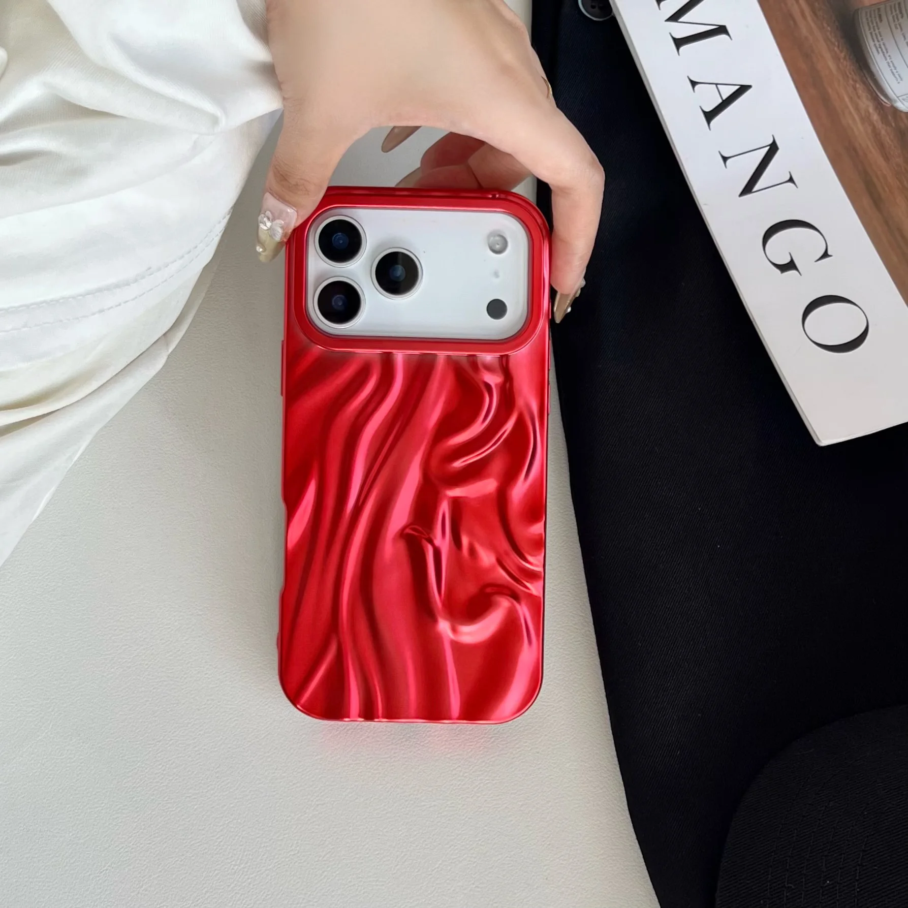 Luxury Plating Water Ripple Shockproof Phone Case - Glossy Matte Silicone Cover