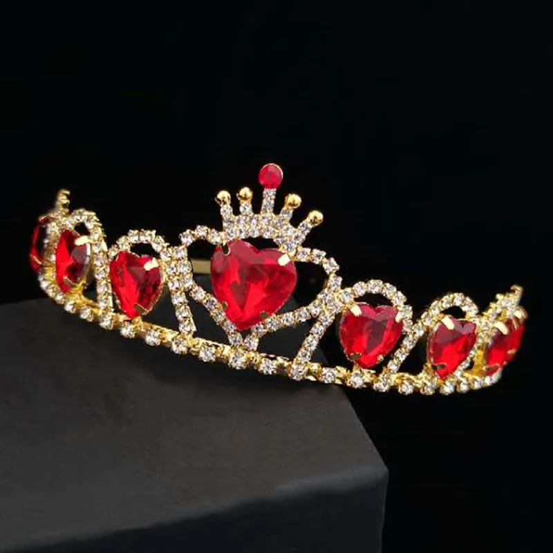 Fashion Elegant Vintage Small Baroque Red Crystal Crowns for Women Girls Bride Wedding Hair Jewelry Accessories jewelry accessories hair accessory hair headdress bridal headwear hair band crown