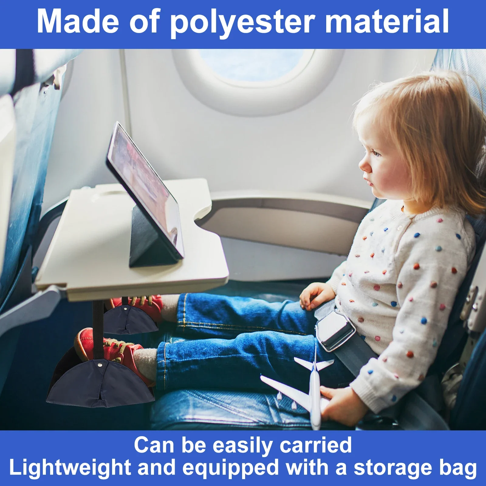 2Pcs Portable Foot Hammock Suspended Adjustable Travel Hammock Office Desk Foot Rest with Storage Bag Car Airplane Foot Hammock 3