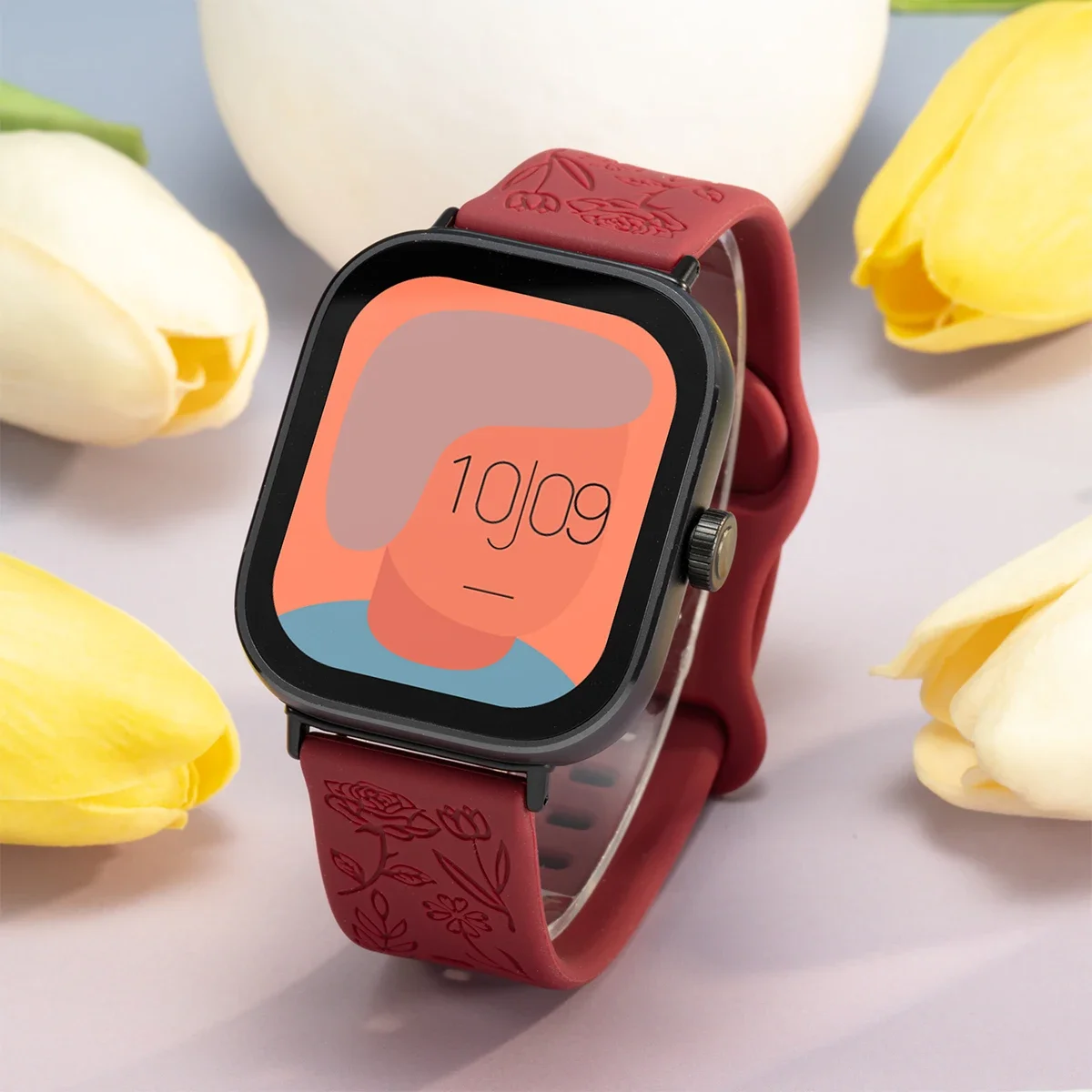Magnetic Silicone Smartwatch Strap with Carvings Design - Universal Fit Bracelet Accessory