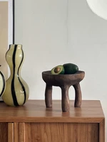 Modern Simple Style Home Decoration Fruit Tray Wabi-Sabi Retro Storage Rack Handwork Wooden Pallet Living Room Tray Size 21x19cm 2