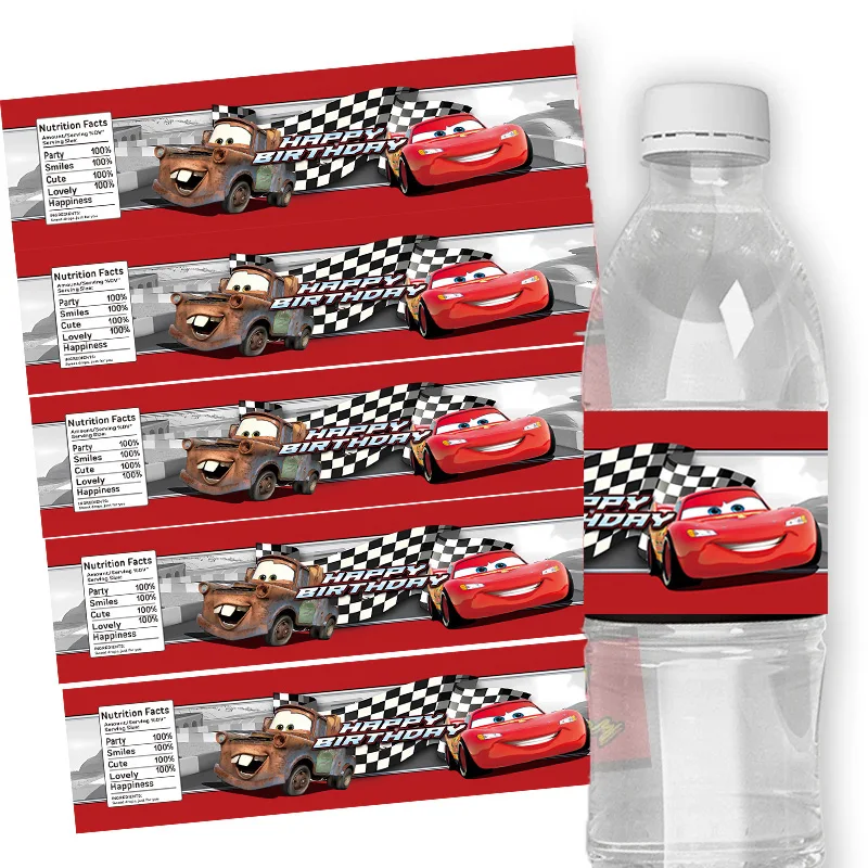 Disney Cars Stickers Kit Water Bottle Labels Sticker Party Supplies Lightning McQueen Boys Girls Baby Shower Birthday Decoration