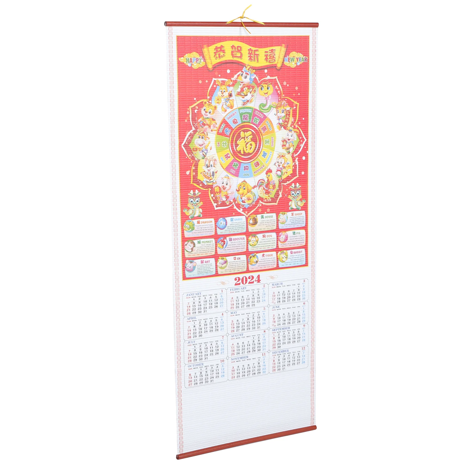 Chinese New Year Wall Hanging Calendars Traditional Scroll Lunar Calendar Ornament Year Of Dragon Home Decoration
