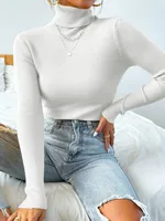Autumn Winter Women Knit Solid Turtleneck Pull Sweater Casual Rib Jumper Tops Female Home Pullover Y2K Clothing 2025 - Image 4