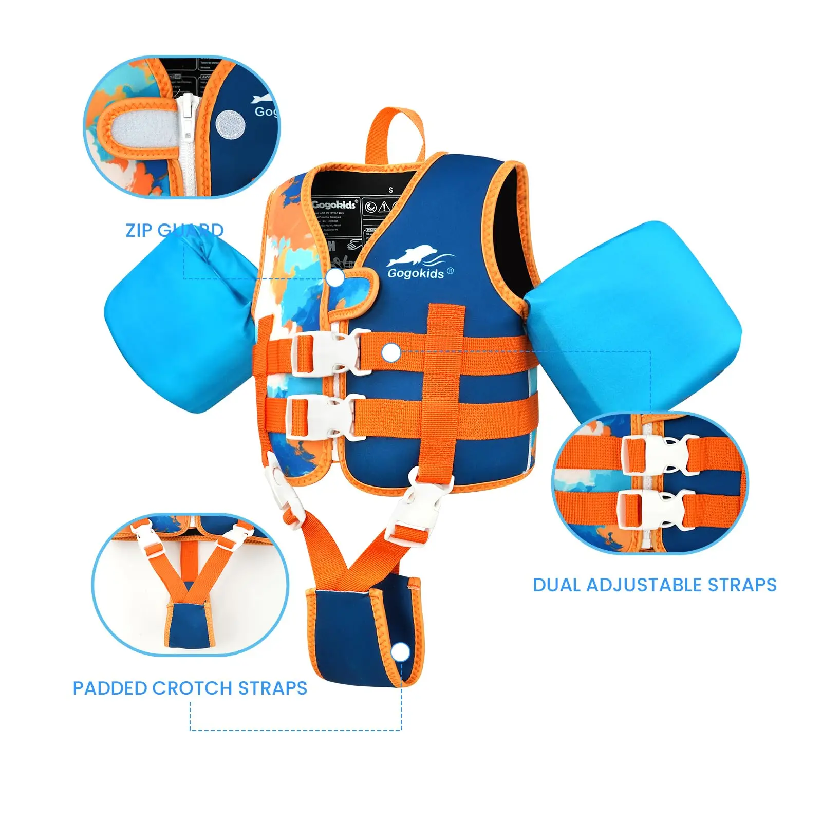 Toddler Floaties Swim Vest for Kids Swim Pool Float Jacket for Girls & Boys Toddler Swimwear with Removable Floats Safety Strap 3