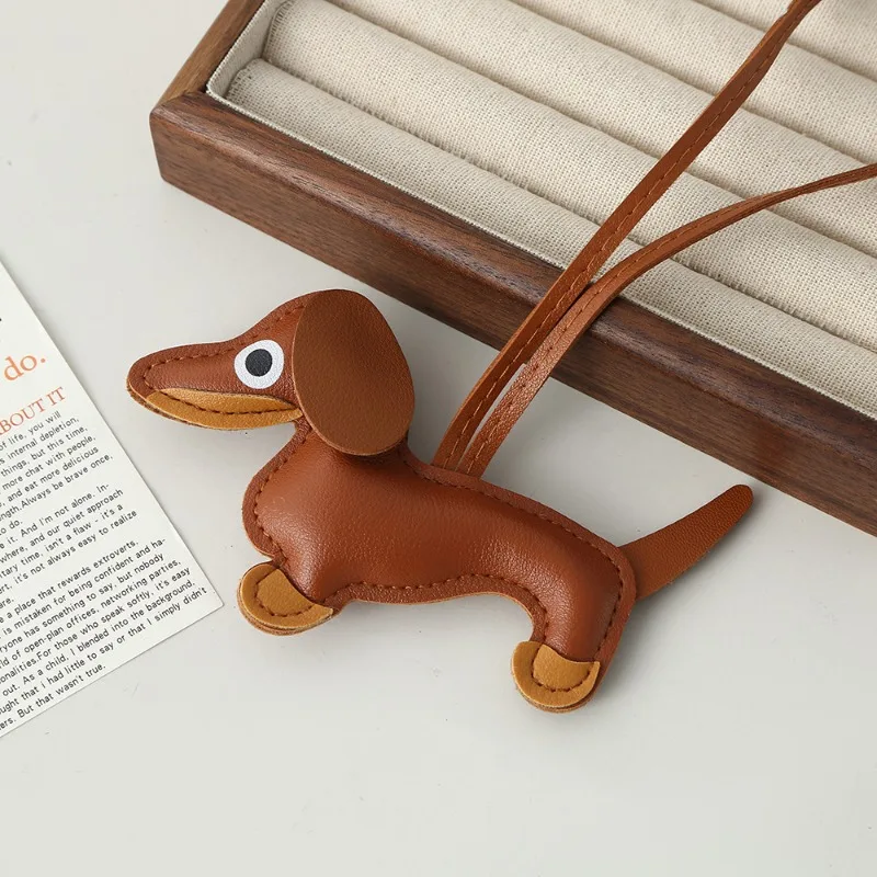 Korean Dachshund Leather Pendant DIY Puppy Bag Lanyard
