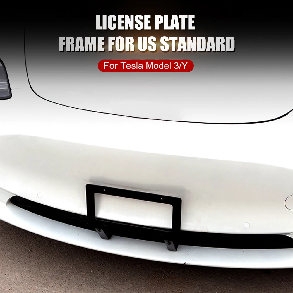 

USA Standard License Plate Frame Punch Free Aluminum Alloy Licence Plate Bracket Rust-Proof For Tesla Model 3 Model Y Wholesale