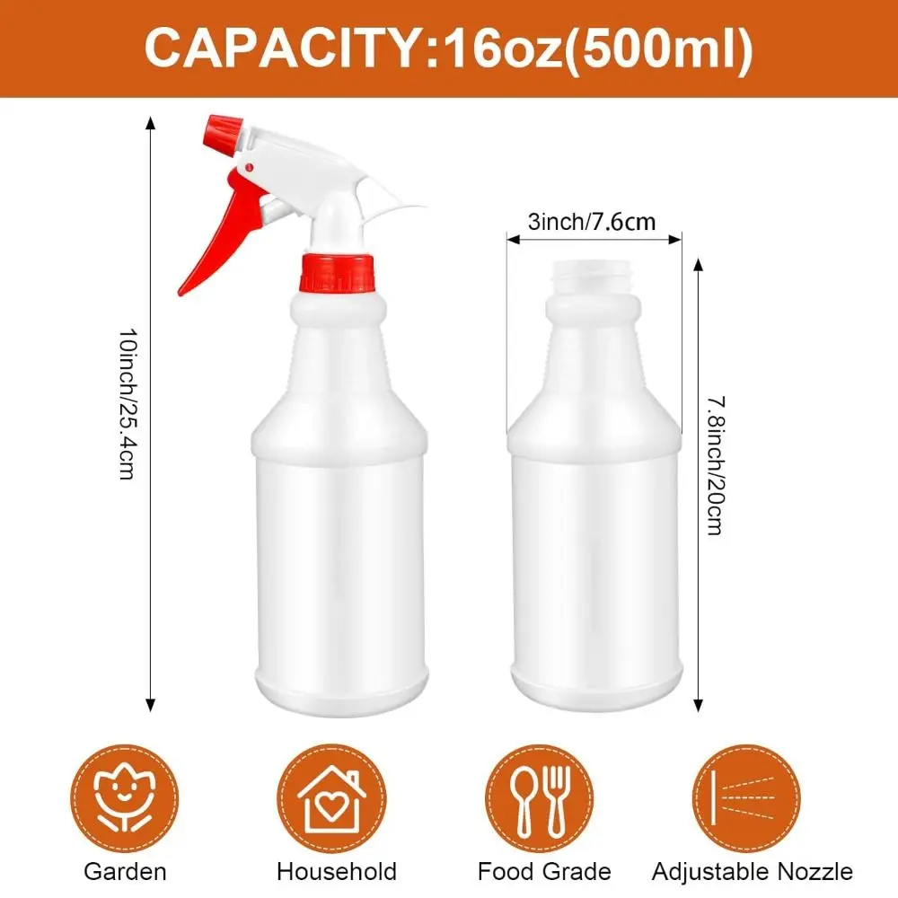 Plastic Spray Bottles 500ml Heavy Duty 16 Oz Empty Container Water Spray Bottles Home Garden Plant Kitchen