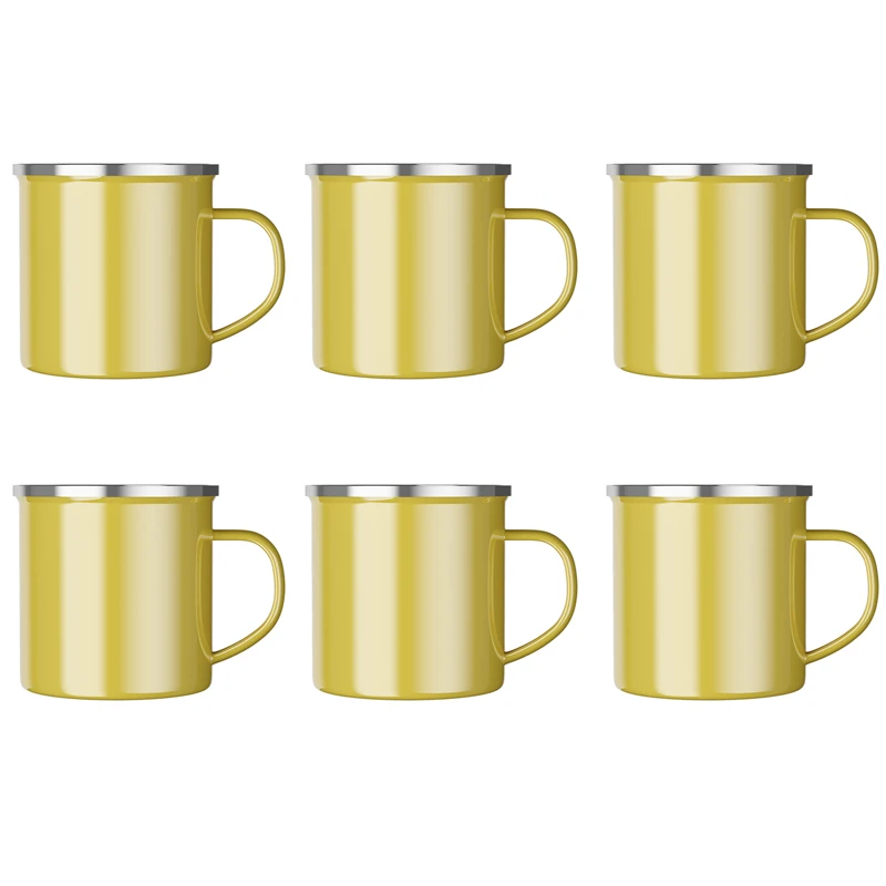 1/4/6 Pcs Enamel Camping Mugs Set,380ml Coffee Camp  Small Enamel Tea Cups for Indoor and Outdoor Activities,Easy to Clean 